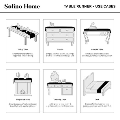 Solino Home Linen Table Runner 120 Inches Long - 100% Pure Linen Charcoal Grey Table Runner 14 x 120 Inch - Milan Hemstitch