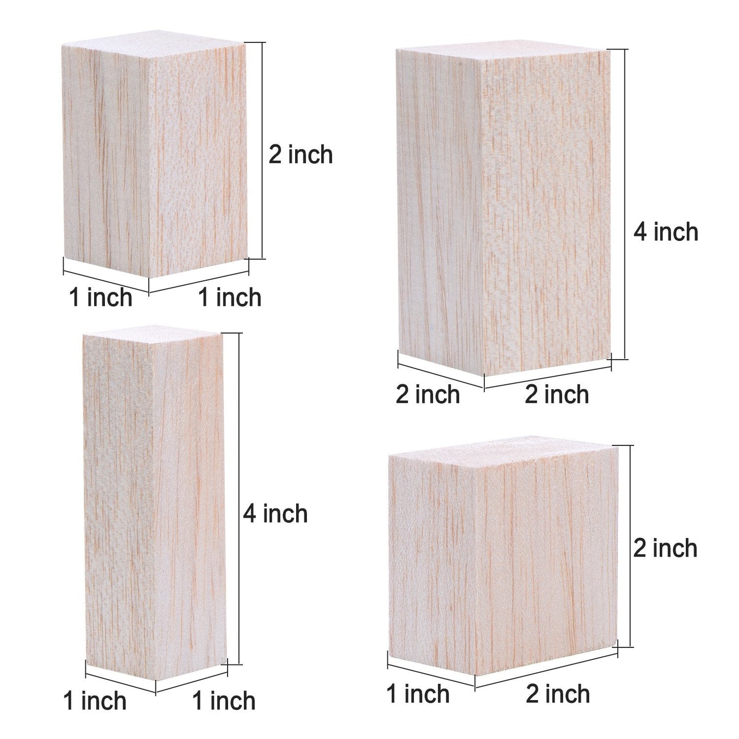 Sumind 12 Pcs Balsa Blocks for Carving 4 Sizes Whittling Wood Carving Kit for Craft Unfinished Wood Blocks 2x1x1, 4x1x1, 4x2x2, 2x2x1 Inches