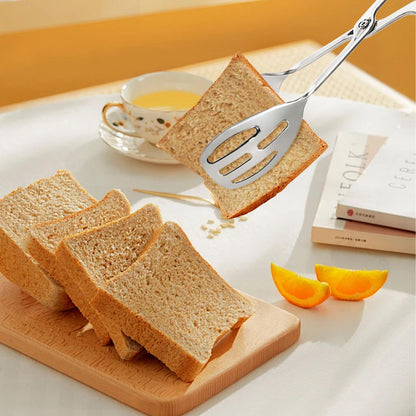 Jucoan 2 Pack Buffet Tongs Salad Tong, 10 Inch Stainless Steel Food Serving Bread Tongs with Scissor Handles for Kitchen, Party