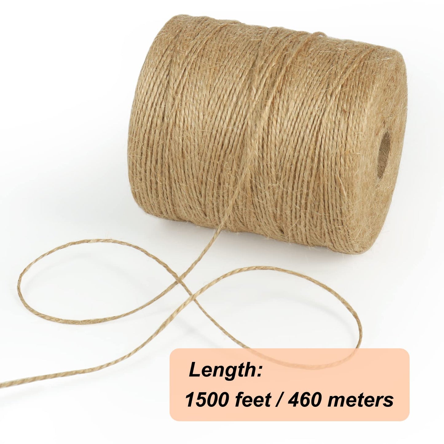 Tenn Well 1500 Feet Natural Jute Twine, 1mm Thin Brown Twine String for Crafts, Crocheting, Gift Wrapping, Gardening and Christmas Decorations