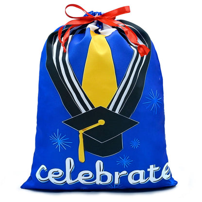 Czvixsa Bachelor Hat Pattern Gift Bag Reusable Drawstring Gift Wrapping Bag For Holiday Party Wedding 11.8" x 15.8"