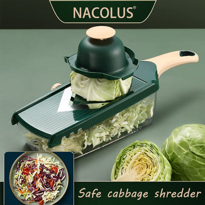 NACOLUS Adjustable Mandoline Slicer for Kitchen - Ultra Sharp V-Blade with Container, Julienning Slicer for Potatoes, Apples, Onions, Tomatoes