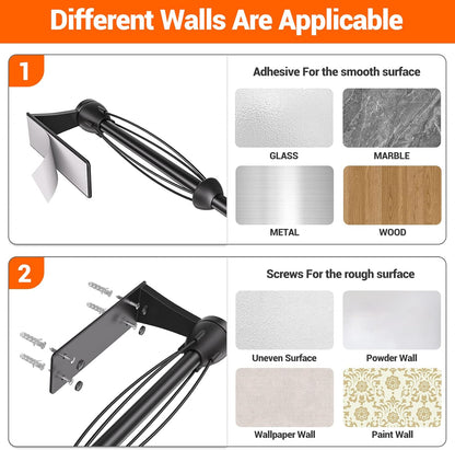 Paper Towel Holder Under Cabinet, Single Hand Operable Wall Mount with Damping Effect, Self-Adhesive or Drilled