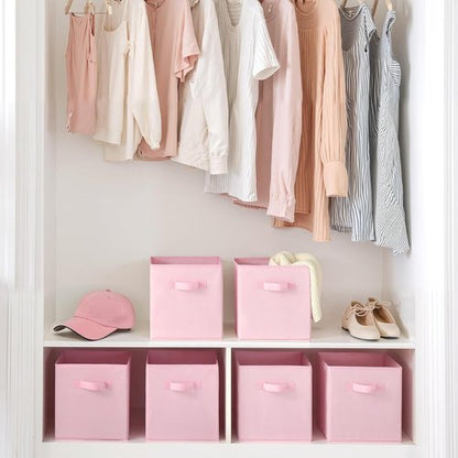 Cupic Cupid Storage Cubes - 11x11 Open Bins with Handles | 6-Pack Collapsible Organizer for Clothes & Toys - Pink
