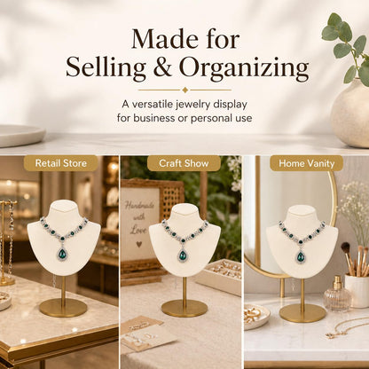 RQQM Necklace Display Stand For Selling Jewelry Display Stand with Stainless Steel Stand Necklace Holder Organizer Desktop Stand for Home Store Dresser-3.15''×4.72''×7.48''