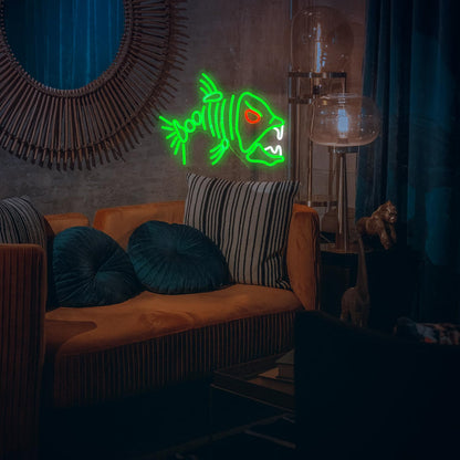 LIUOZHTEA Fish Neon Sign LED Skeleton Fish Neon Light for Wall Decor Dimmable Green Fish Bones Light Up Sign for Living Room Game Room Restaurant Man Cave Art Wall Decoration (16.7 ''*12.8 '')