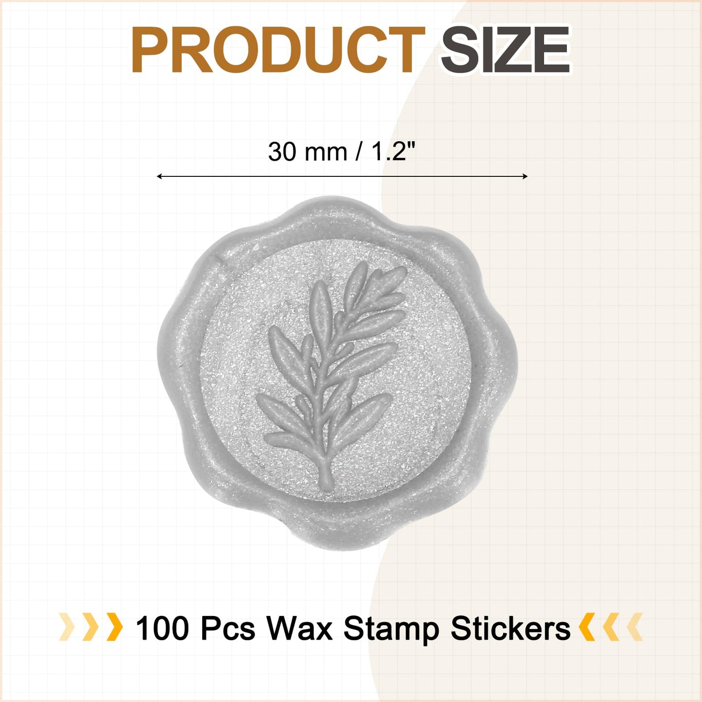 PATIKIL Wax Stamp Stickers, 100Pcs Wax Seal Stickers 3D Embossed Self-Adhesive Envelope Seals Foliage Pattern for Wedding Invitations Gift Wrapping Party DIY Craft, Bright Silver