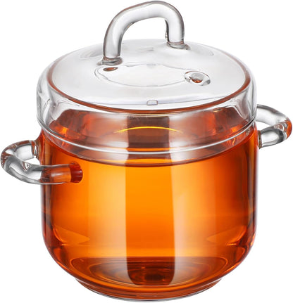 Glass Saucepan with Lid, 350ml Clear Glass Stew Pot for Pasta, Noodle, Soup