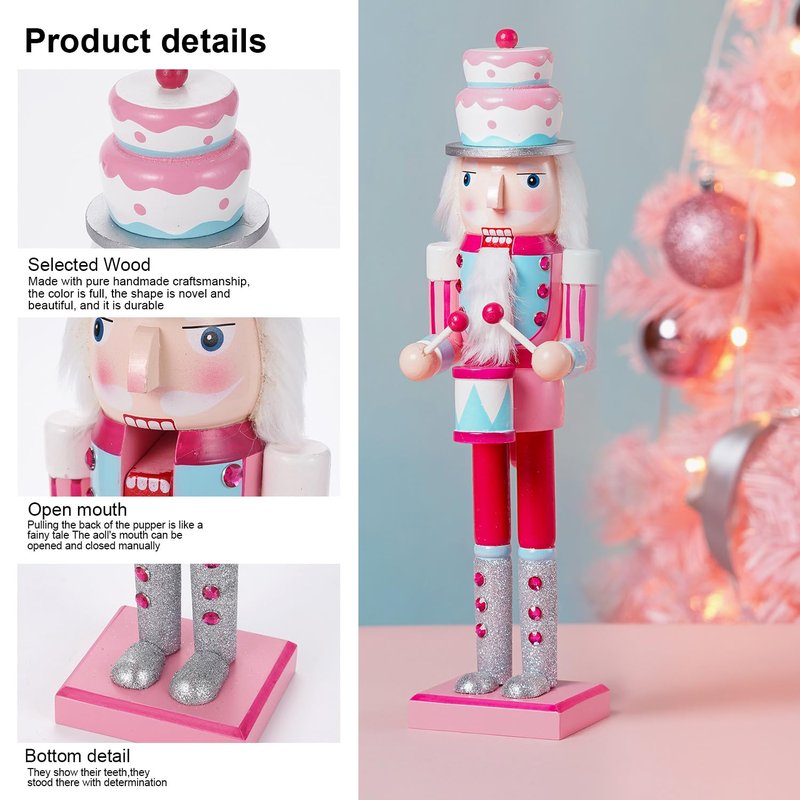 Christmas Decorations Nutcracker Ornaments,15 inch Traditional Wooden Nutcracker Figures Soldier,Festive Christmas Nutcracker Gift