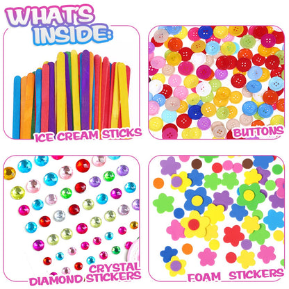 CH HAICHENG Arts and Crafts Supplies Including Feathers, Pipe Cleaners, Wiggle Googly Eyes, Pom Poms, Buttons, Ice Cream Sticks, Sequins and So On Supplies Crafts