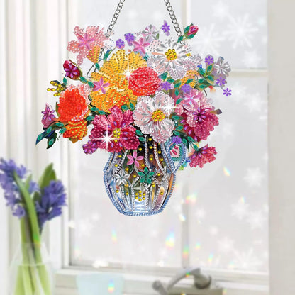 Muzagroo Art Flowers 5D Diamond Art Kit for Adults, DIY Special Shaped Diamond Art Hanging Ornament for Windows, Crystal Window Hanging Pendant Ornament 2PCS (Flower)