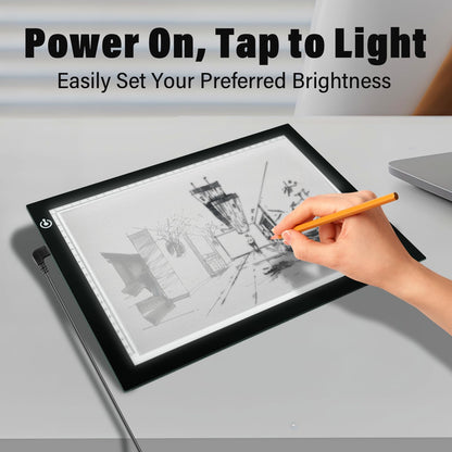 A4 LED Copy Board Tracing Light Box, Adjustable Brightness Artcraft LED Trace Light Pad, USB Power Light Table for Artists, Tattoo Drawing, Animation, Sketching, Stenciling & Diamond Art Painting