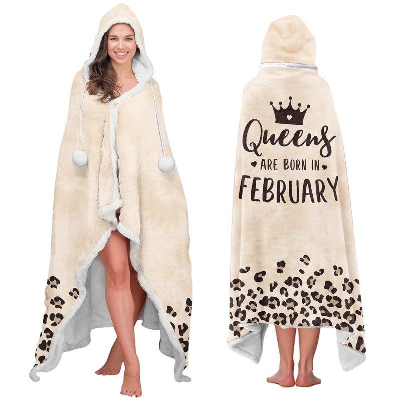Vprintes February Queens Wearable Blanket - Women Gifts for Birthday - Birthday Gifts for Women, Gifts for Sister Mom Daughter Grandma Female Wife