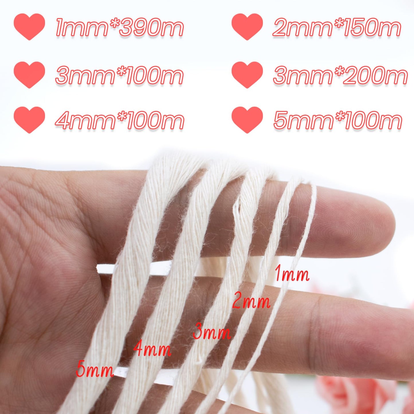 JeogYong Single Strand Macrame Cord 1mm x 426 Yards (1279 Feet) Soft Cotton Rope Macrame Yarn 1 mm Macrame Cord, Macrame Supplies for Crafts Wall Hangings Plant Hangers Decorations (Red)