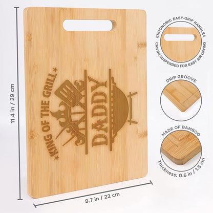 King Of The Grill Cutting Board, Daddy Griller Gift, Best Daddy Cutting Board