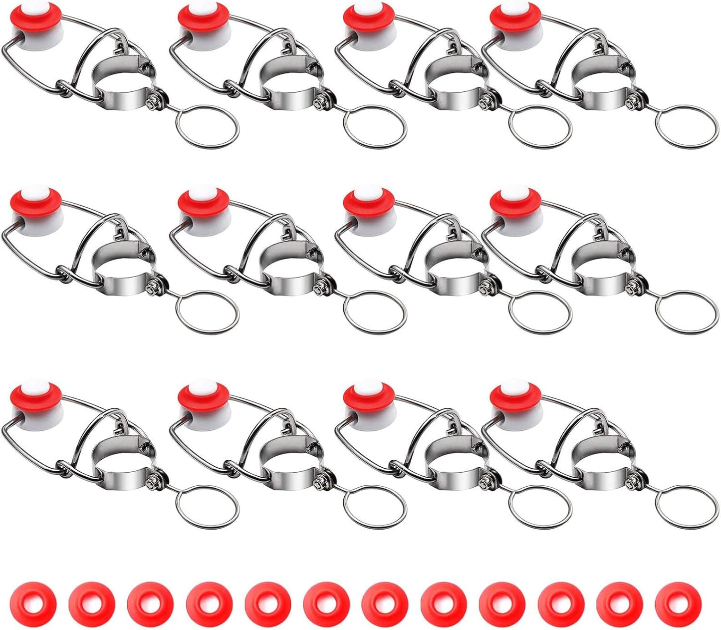 FERRODAY 12-Pack 18mm Glass Bottle Caps with Replacement Silicone Gaskets, Airtight, Leakproof, Easy Swing Top