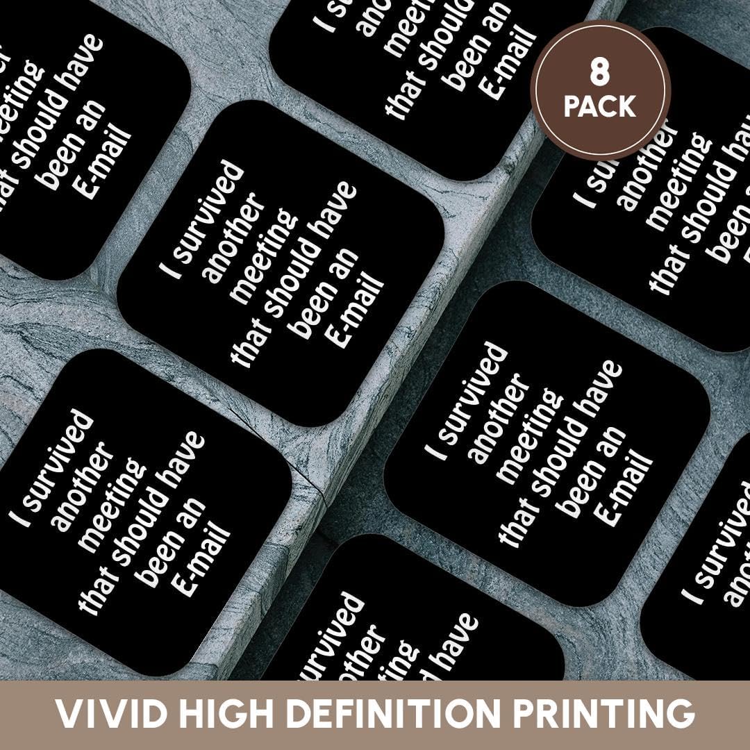 3dRose I Survived Another Meeting That Should Have Been an Email Soft Coasters, Set of 8
