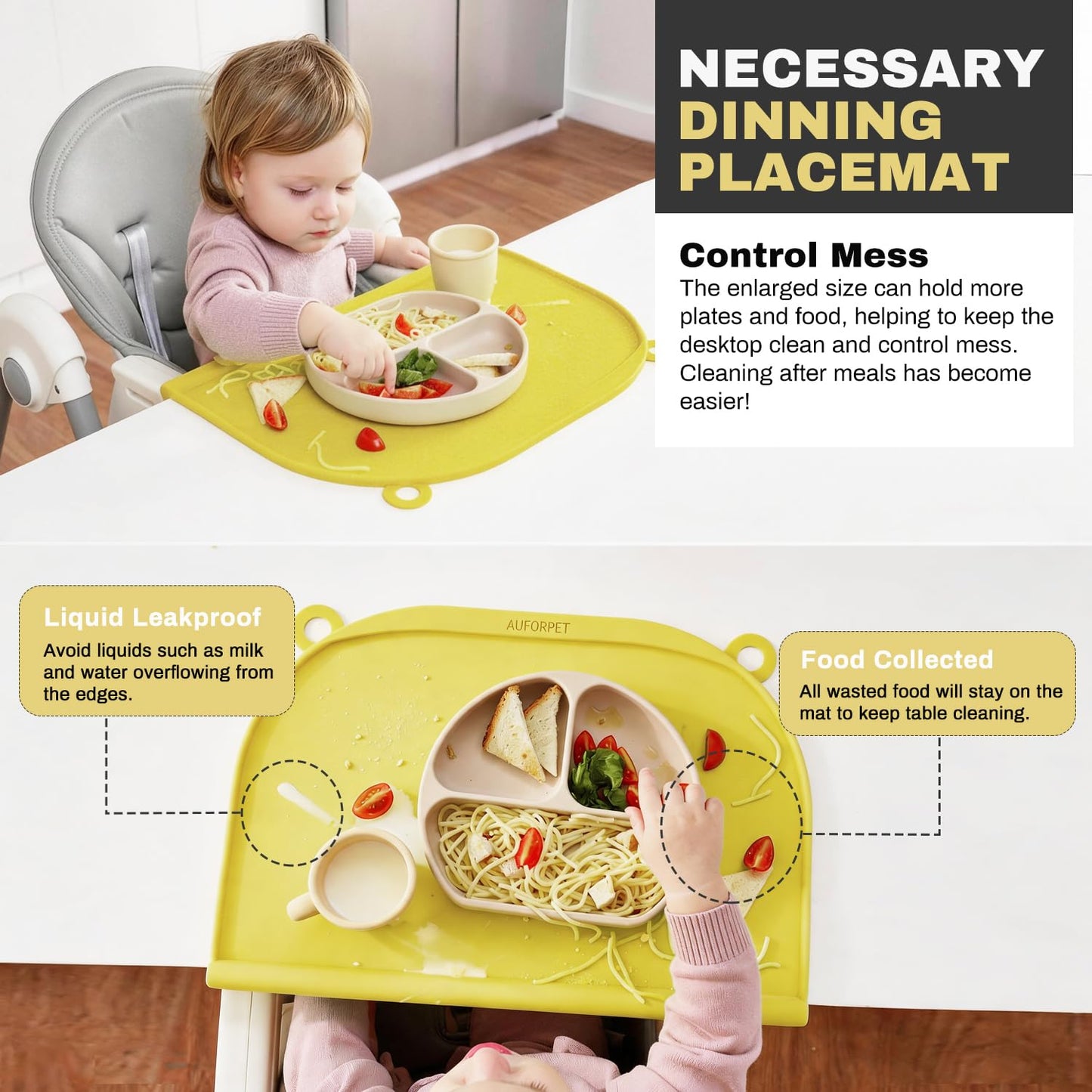 Large Silicone Suction Table Mat, 17" x 12" Thick Placemat with Edge-Bumper, Raised Edge Leakproof, Non-Slip for Kids Toddler Baby Essentials Dinning, Restaurant Eating, Plates, Art, Craft & Painting