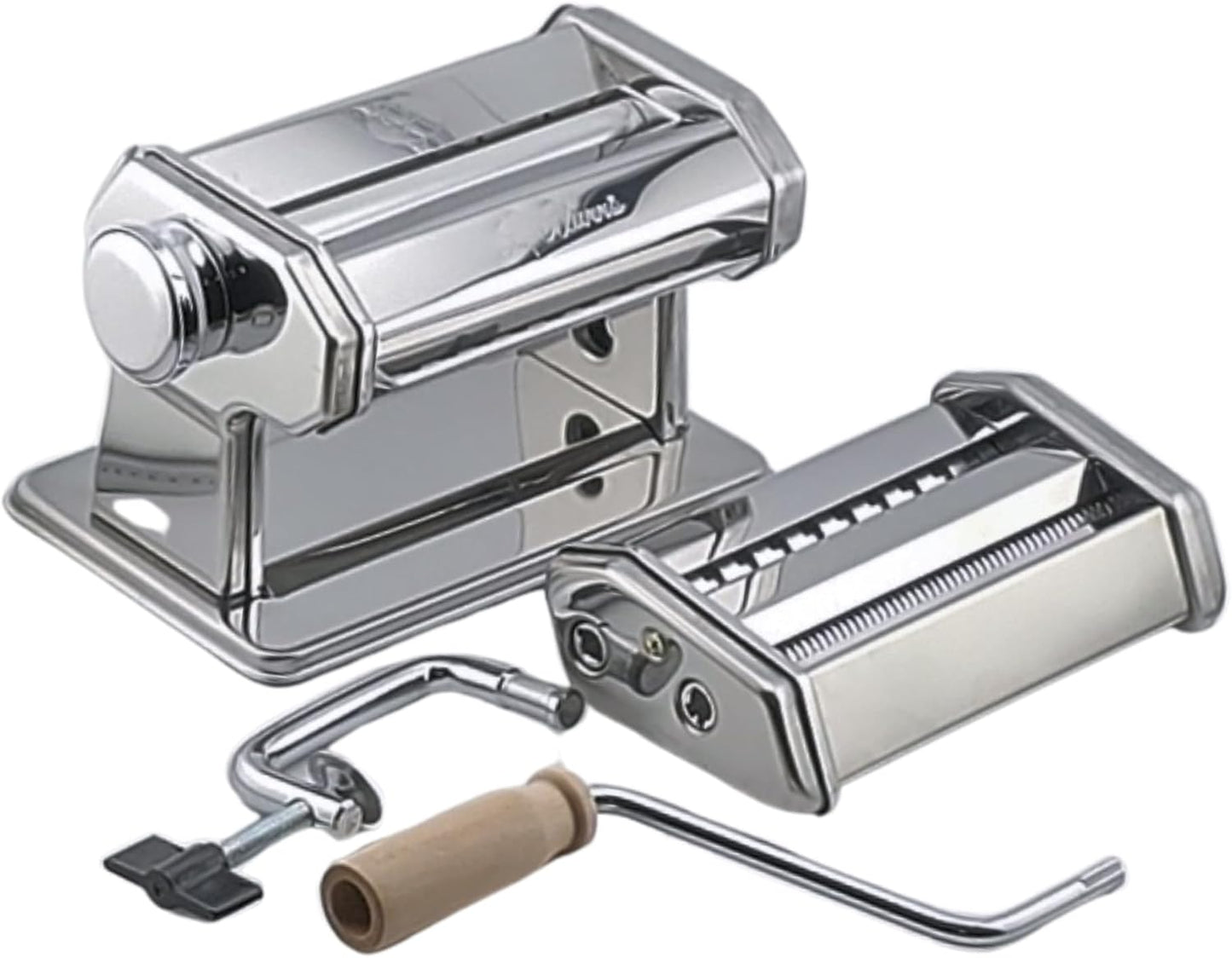 LAlunno Pasta Maker Machine by PastaVirtuoso - Hand Crank Machine for Pasta Dough and Noodles - Easy to Use Manual