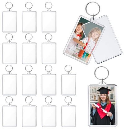 ZZYFGH 16 Pcs Photo Frame Keychain (2 * 3 inch) Picture Frame Keychains Bulk, Acrylic Clear Rectangle Photo Keychain for DIY Craft Graduation Gift - Suitable for Photo Size 1.75 inch x 2.75 inch
