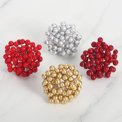 400 Pieces Artificial Holly Berries Christmas Fake Berries on 200 Pieces Wire Stems for Christmas Tree Decorations Craft Flower Wreath DIY Supplies (Wine Red,Red,Gold,Silver)