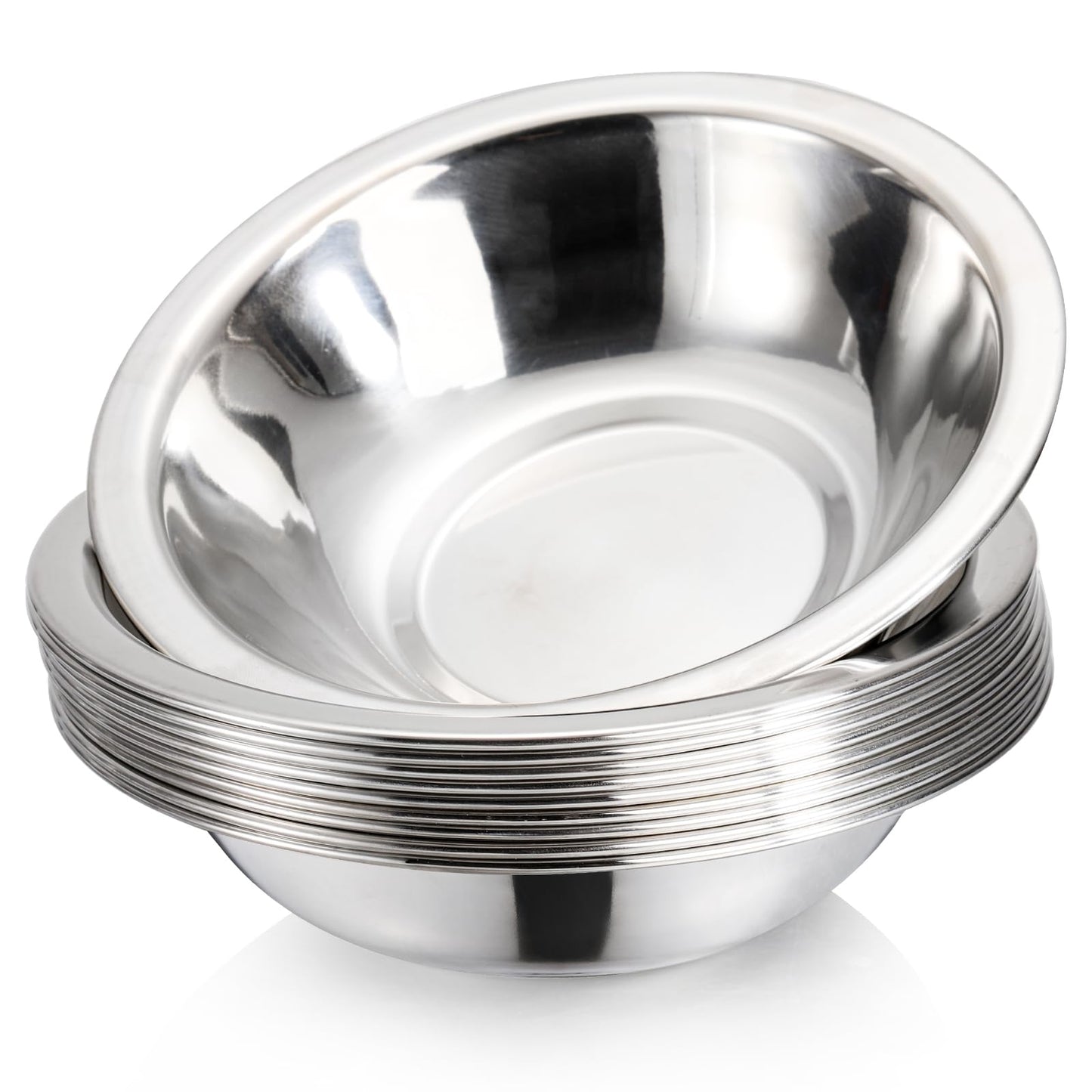 Okllen 10 Pack Small Stainless Steel Bowls, 6 1/2 Inch Wide Kitchen Metal Bowl with Flat Base, 3/4 Quart Prep Bowls for Meal Prep, Cooking, Serving, Baking