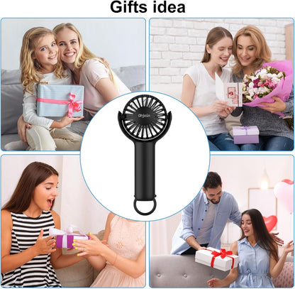 2 IN 1 Mini Portable Handheld Fan with Keychain Stand, Personal Powerful Cooling Fan, USB Rechargeable, Black