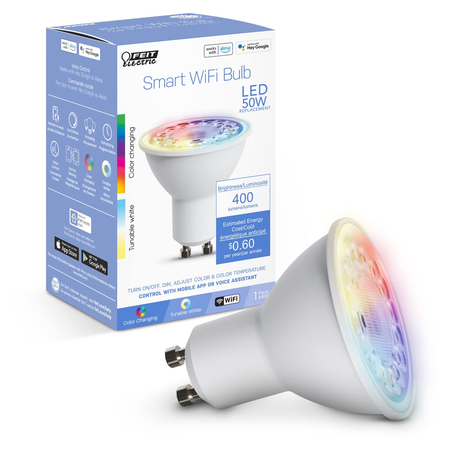 Feit Electric Smart Light Bulbs, 2.4Ghz WiFi Light Bulbs, No Hub Needed, Works with Alexa and Google, Dimmable 60 Watt = LED 9W, OM60/950CA/AG/3, 5000K Day Light, 3 Pack