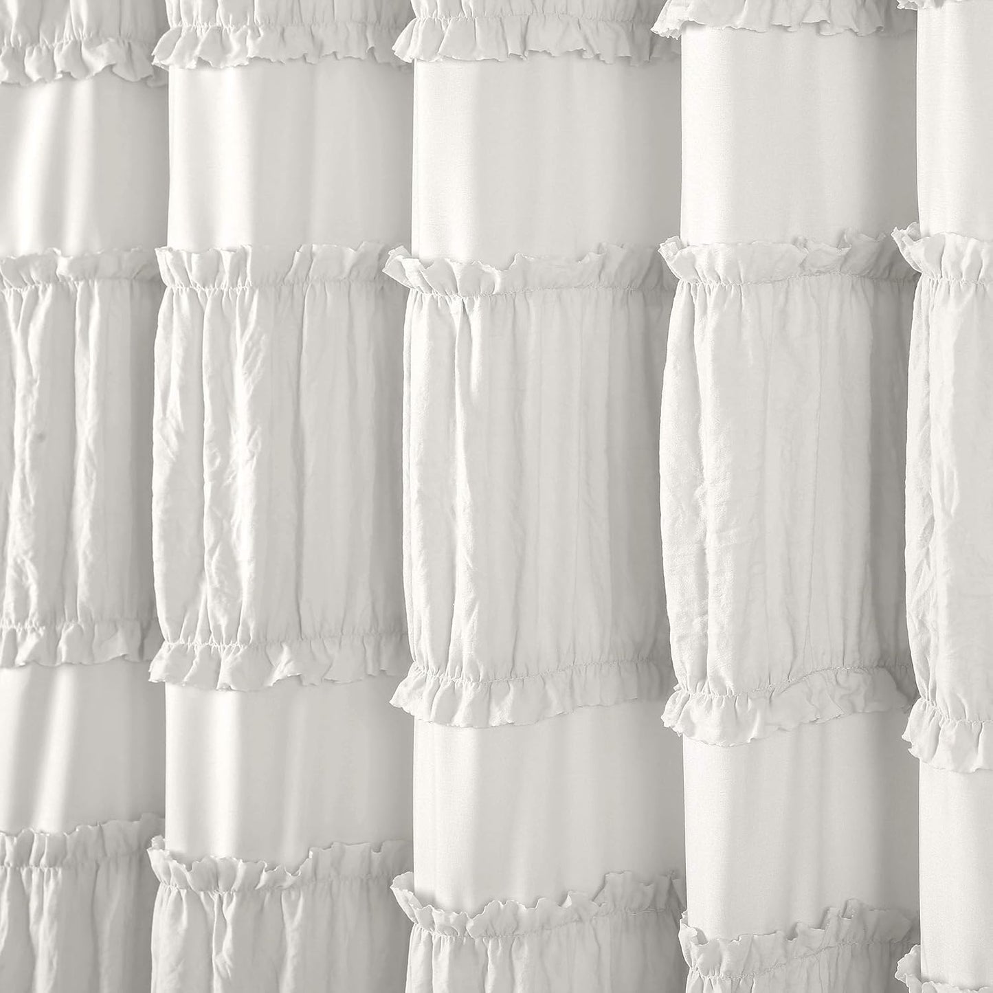 Lush Decor White Nova Ruffle Shower Curtain - 72" x 72"