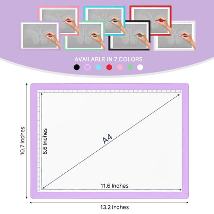 iVyne Corded Light Pad for Weeding Vinyl - A4 Light Box for Drawing - Light Board for Tracing - Light Box for Diamond Painting, Weeding Vinyl, Sketching, Tracing (Purple)