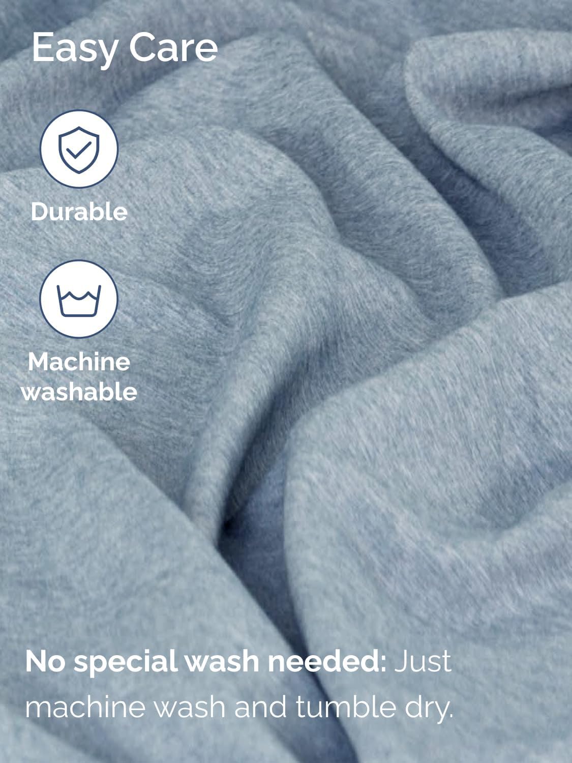 Skiennix Extra Deep King Sheet Set - 6-Piece Breathable Cooling Bedding - Soft, Wrinkle-Free Heathered Blue