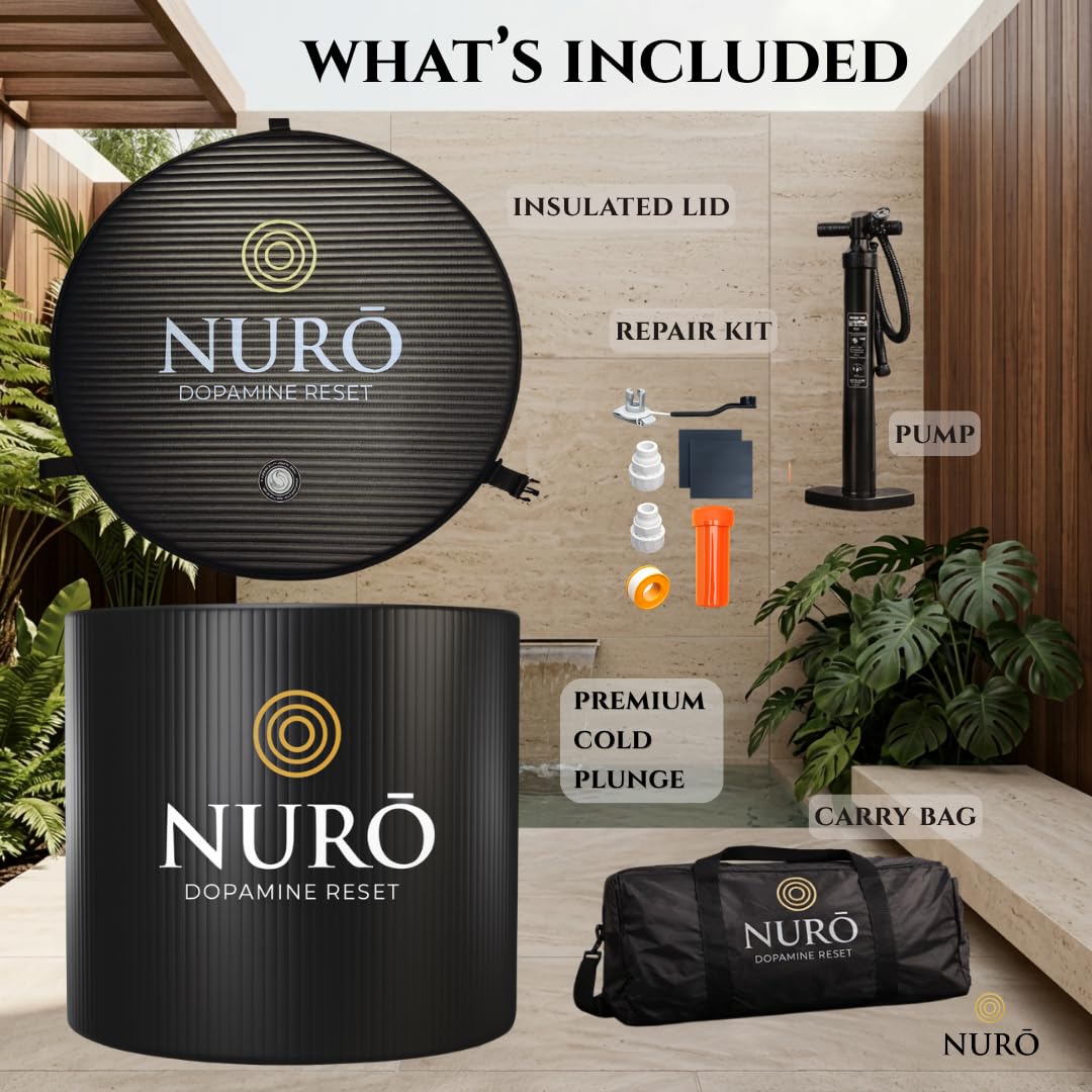 NURŌ Cold Plunge Tub for Ice Bath Recovery – Insulated Ice Bath, Portable Cold Therapy Tub, 100 Gallon, Black