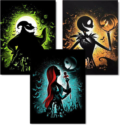 AIBOERL 3 Pack Diamond Art Kits for Adults,Halloween 5D Diamond Painting Kits for Adults Beginners,DIY Full Round Drill Diamond Dot Painting Gem Art Kits for Adult, Home Wall Decor 12x16Inch