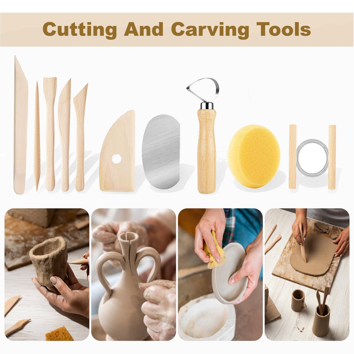 CeeVian Clay Tool Kit 43 PCS Pottery Tools Pottery Tools for Sculpting Pottery Carving Tools for DIY Handcraft Modeling Clay Carving Tools Set for Beginners and Professional Art Crafts