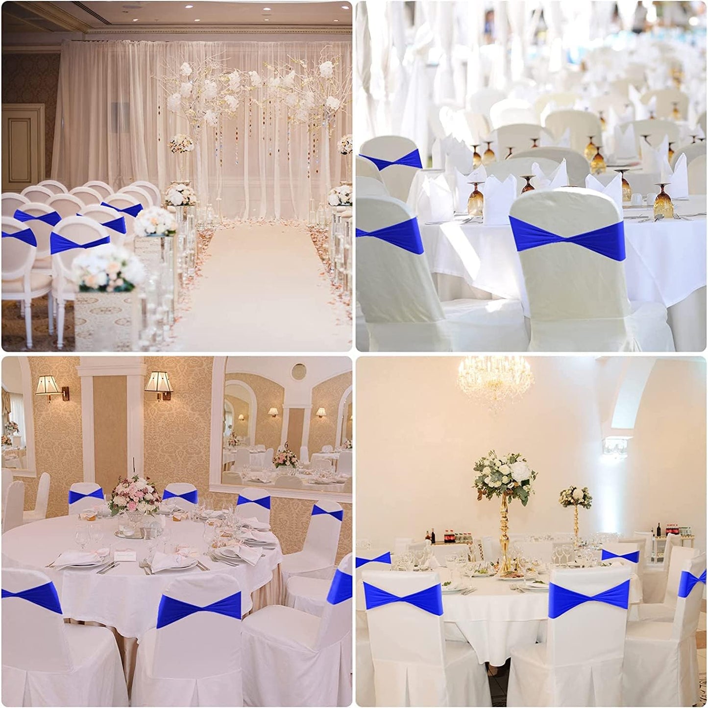 Pack 10 VDS of PCS | Black | Spandex Chair Sashes Bows Without Buckle | Stretch Elastic Banquet Universal Folding Chair