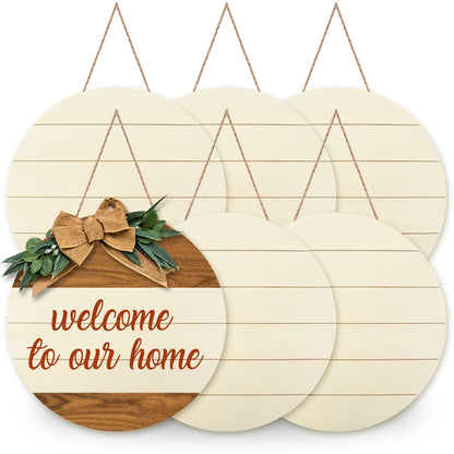 Whaline 5 Pcs 12 Inch Christmas Wood Circles for Crafts Xmas Rustic Unfinished Wooden Signs Blank Round Wood Slices for Christmas Winter Holiday Party Decor DIY Painting Art Craft