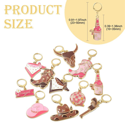 KitBeads 20Pcs 2 Colors Enamel Cowboy Charms Pink Brown Western Hat Broots Locking Stitch Markers for Weaving Sewing Quilting Jewelry Making