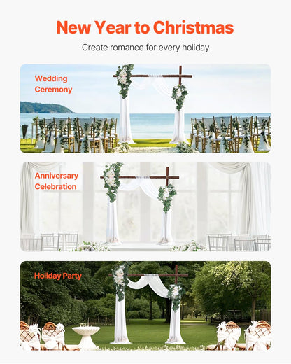 VEVOR Artificial Wedding Arch Flowers Kit, White Wedding Arch Flowers with Drapes Kit (Pack of 4) - 2 Pcs Floral Arrangement, 2 Pcs Sheer Drapes, for Ceremony Bouquets Reception Backdrop Decoration