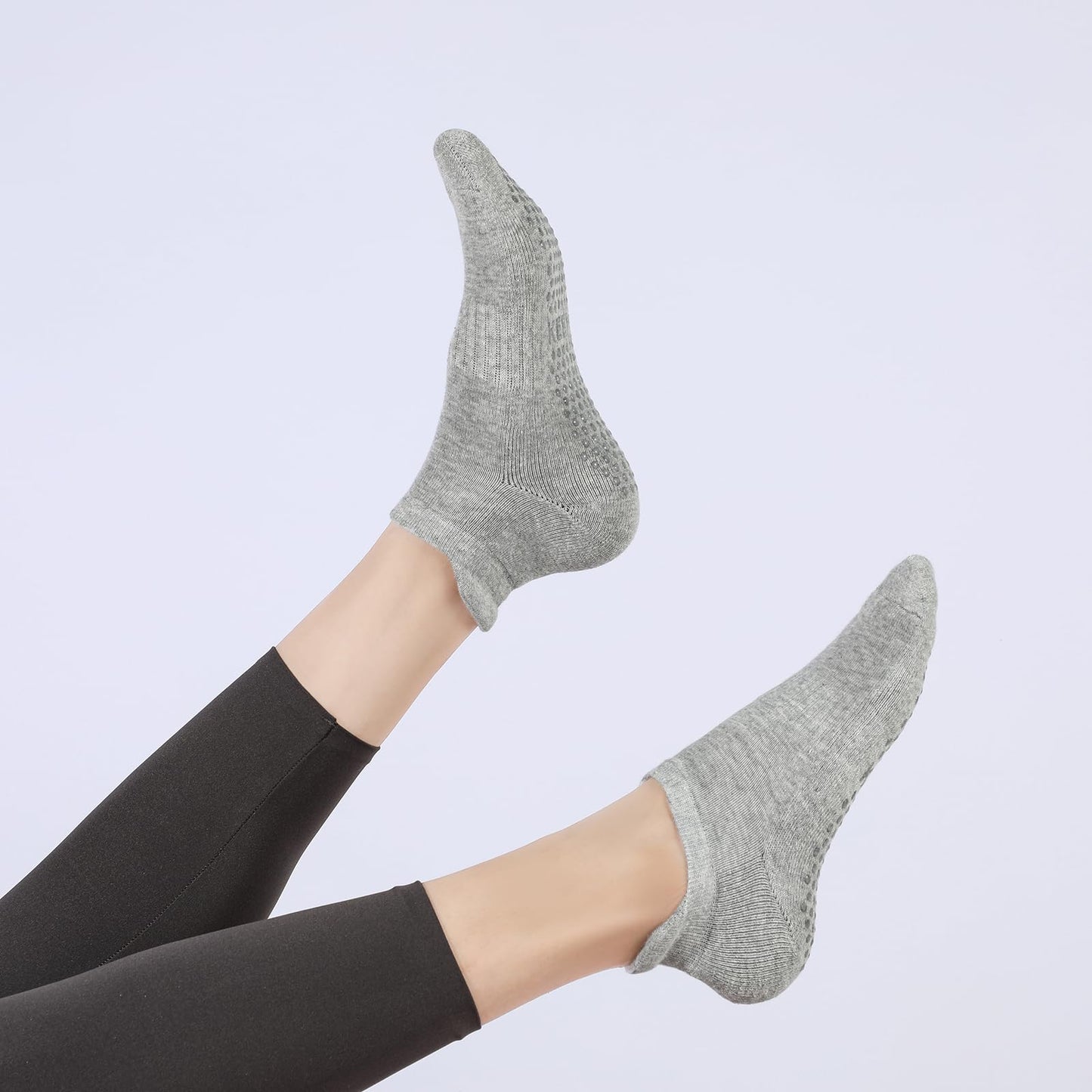 loudashuaiqi Yoga Accessories Pilates Socks Non Slip Barre Socks for Women (Grey/Black/Pink)