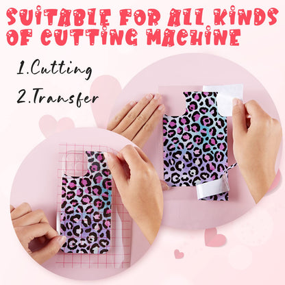 Tintnut Permanent Vinyl - 10 Sheets 12"x10", Rainbow Leopard Permanent Adhesive Vinyl Sheets, Cheetah Patterned Permanent Adhesive Vinyl for Cutting Machine,Home Decor Self Sticker