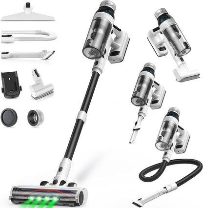 Skiennix Cordless Vacuum Cleaner - 15-in-1 Lightweight Stick Vacuum with LED Light & Anti-Tangle | 55 Minutes Runtime for Home Use