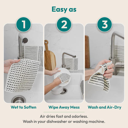 FEBU Swedish Dishcloths for Kitchen | 5 Pack Watercolor Reusable Paper Towels Washable | Swedish Dish Towels | Non-Scratch Cellulose Sponge Cloths | No Odor, Biodegradable Cleaning Cloths