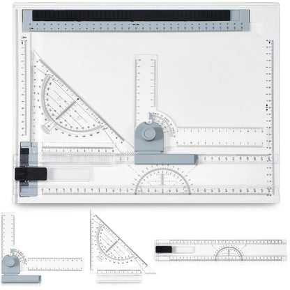Zonon A4 Portable Drawing Board, Multi-Function Metric Drafting Table Drafting Board with Clear Rule Parallel Motion and Angle Adjustable Measuring System