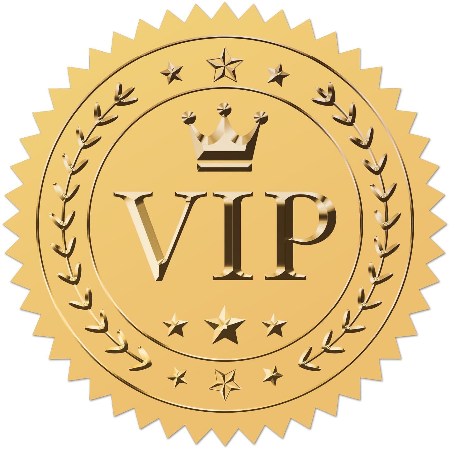 CRASPIRE VIP Stickers 100Pcs 2" Crown Envelope Seals Stickers Gold Foil Stickers Vintage VIP Envelope Stickers with Serrated Edge Embossed Envelope Seals for Envelopes Diplomas Wedding Supplies DIY