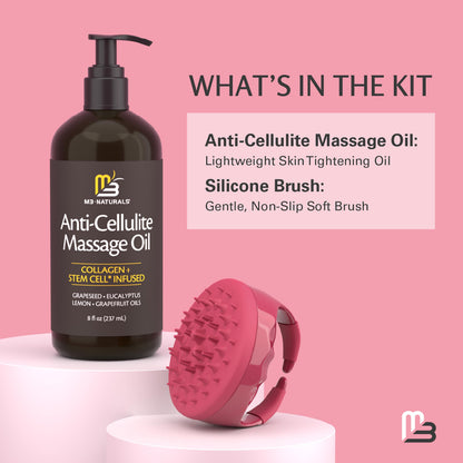 M3 Naturals Firming Body Massage Oil with Collagen & Stem Cell – Helps Smooth The Appearance of Cellulite & Improve Skin Texture – Refreshing Aromatherapy Body Oil for Legs & Full Body – 16 Fl Oz