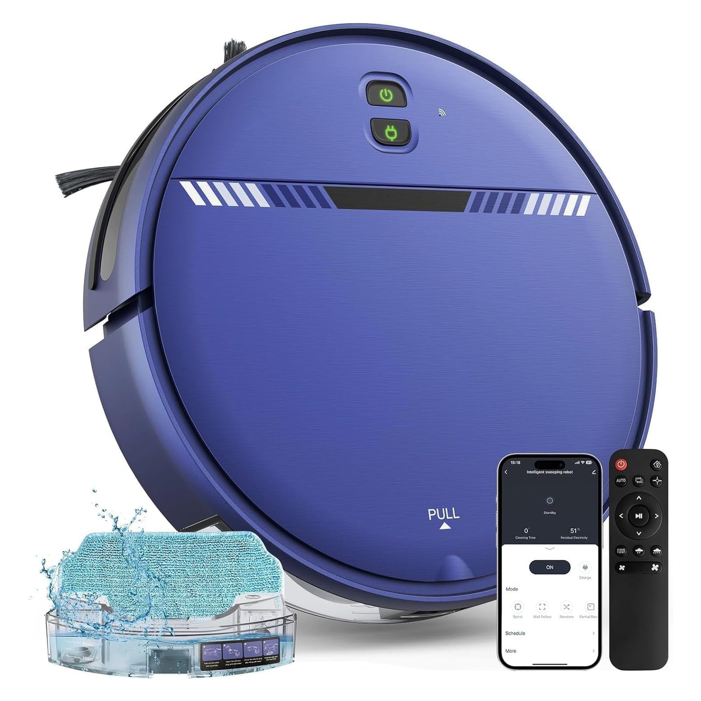 Robot Vacuum and Mop Combo, Robotic Vacuum Cleaner 2 in 1 with WiFi/App/Voice, Schedule, Water Tank and Dustbin, Self-Charging, Slim, Ideal for Hard Floor, Pet Hair, Carpet