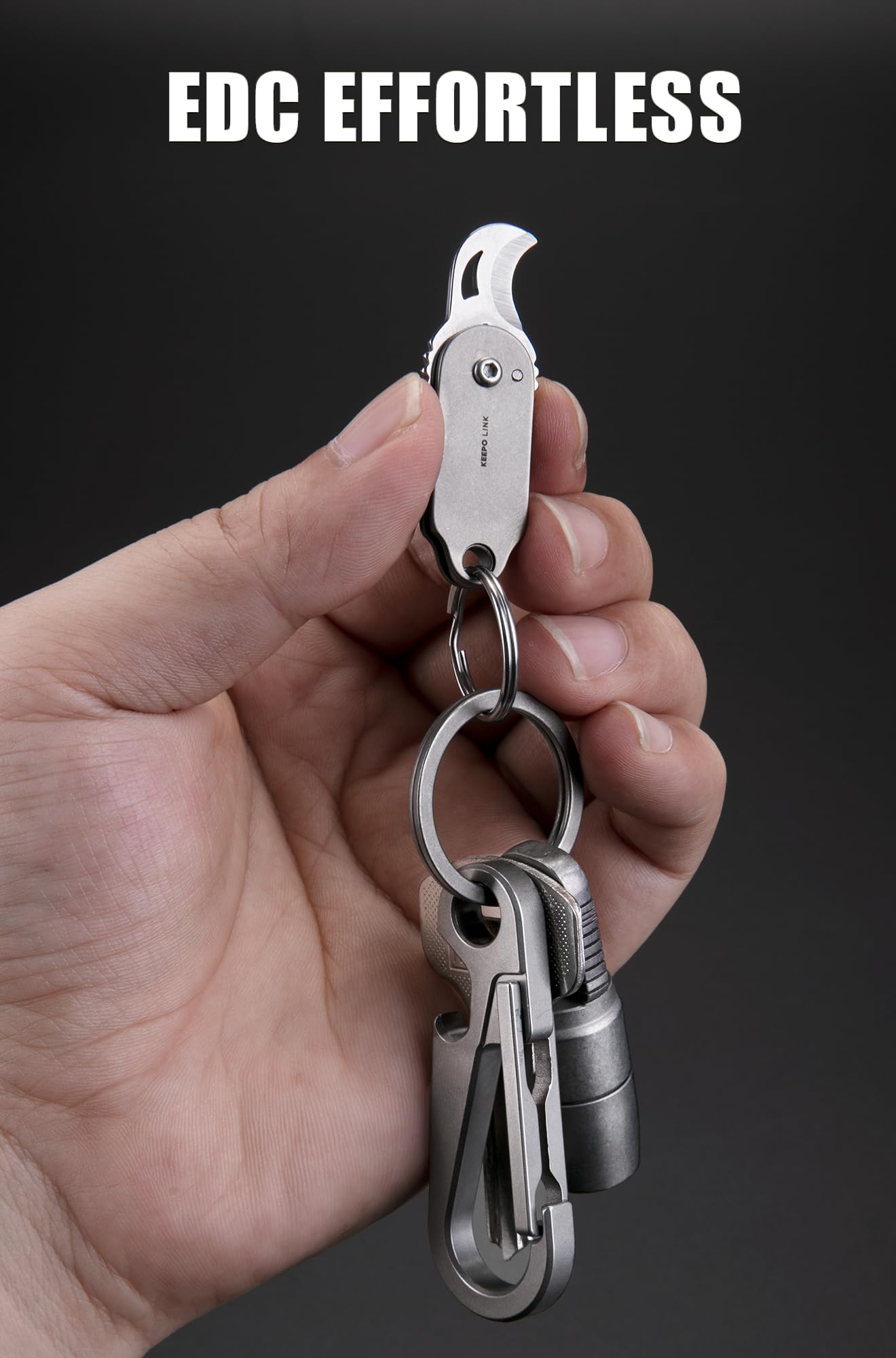 KEEPO LINK Mini Titanium Pocket Knife for Everyday Use – Razor-Sharp Versatile Blade, Small Folding Knife as an EDC Tool for Men (Gunmetal Grey)