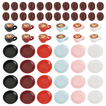 Cheriswelry 84Pcs Miniature Coffee Mugs Resin Coffee Beans Cups Miniature Ornaments Food Kitchen Dollhouse Accessories 15-30mm for Micro Landscape Play Party Garden Decorations
