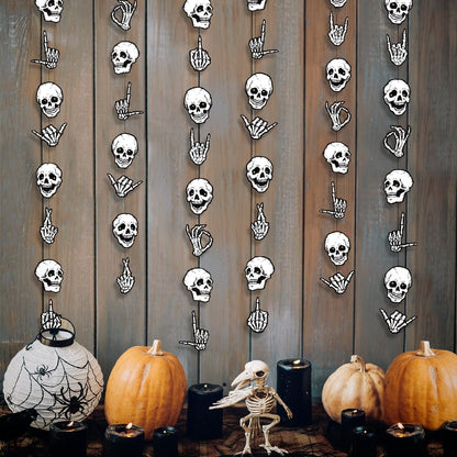 Cheerland Halloween Garland Skull Party Decorations Skeleton Finger for College Banner Spooky Garlands Adult Skeleton Birthday Party Decoration Haunted House Streamers Hanging Teen Dorm Decor 6 Pcs