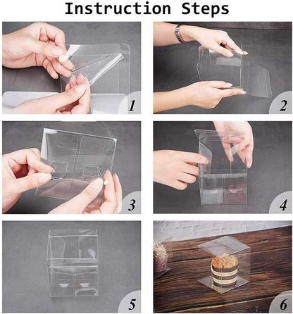 20 Pack 4''x 4'' 4'' Set Packaging x Clear Candy Apple Boxes with Hole and Sticks Food Grade Plastic Clear Caramel